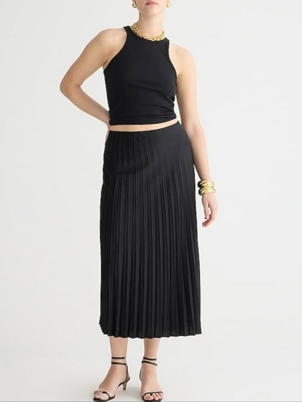 J. Crew Gwyneth Marcia Pleated Slip Skirt in Black Size Small